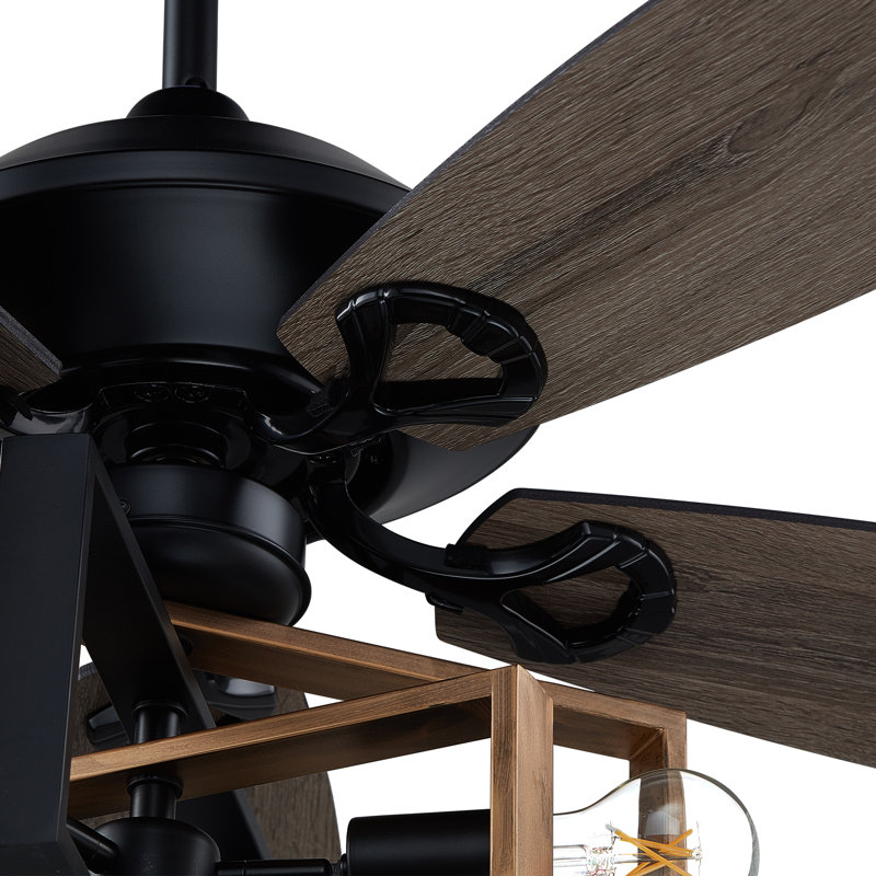 Ventilateur de plafond standard à 5 pales de 52 po avec télécommande et ensemble d'éclairage inclus Aru