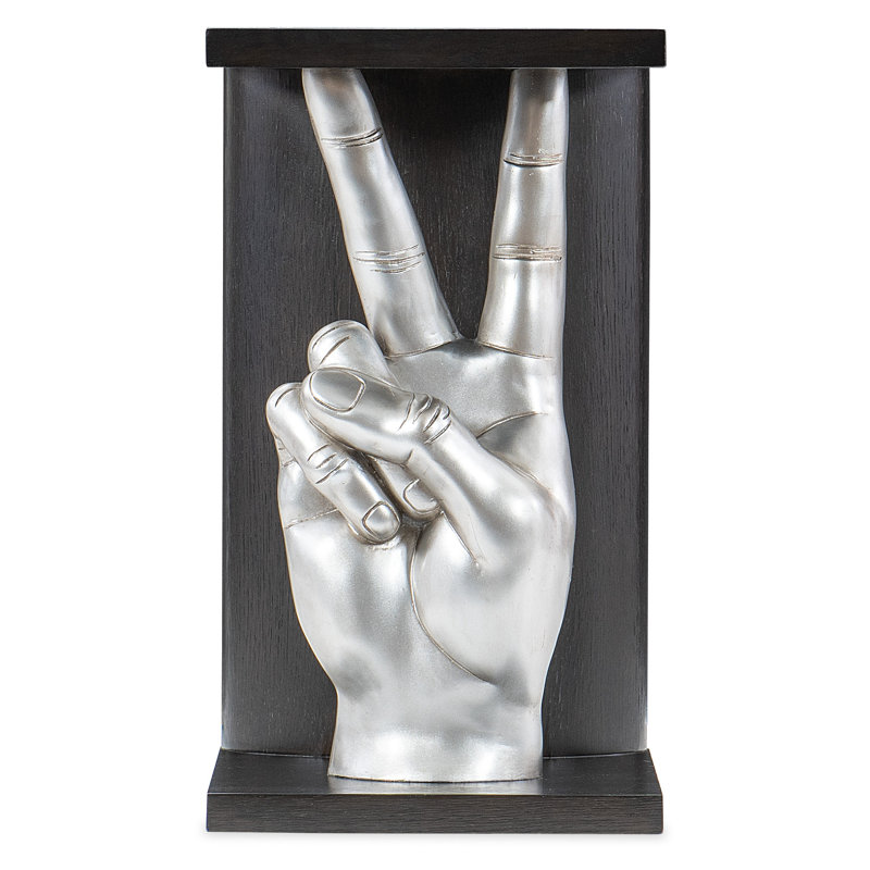 Black and Silver Peace Hand Accent Table