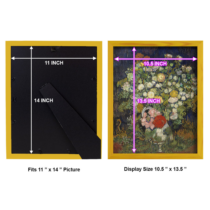Bouquet de fleurs dans un vase, H 15 po x l 12 po x P 1 po, Jaune