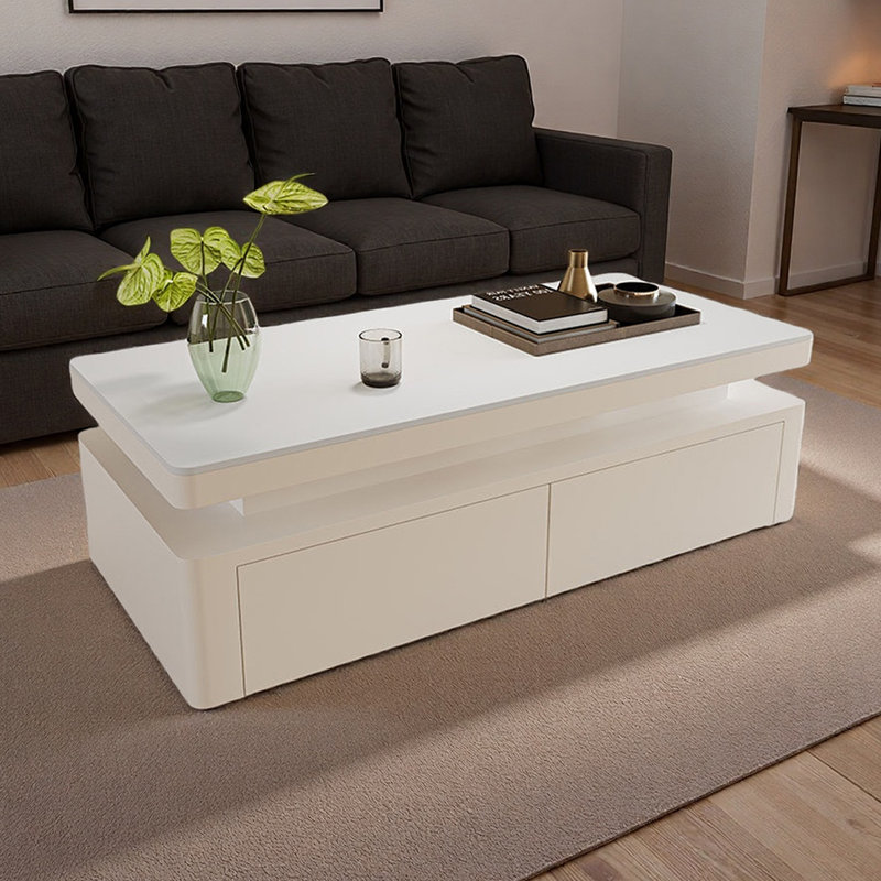 Table basse Modern Luxury, Blanc, H 17,71 po x L 39,37 po x l 19,68 po, Blanc