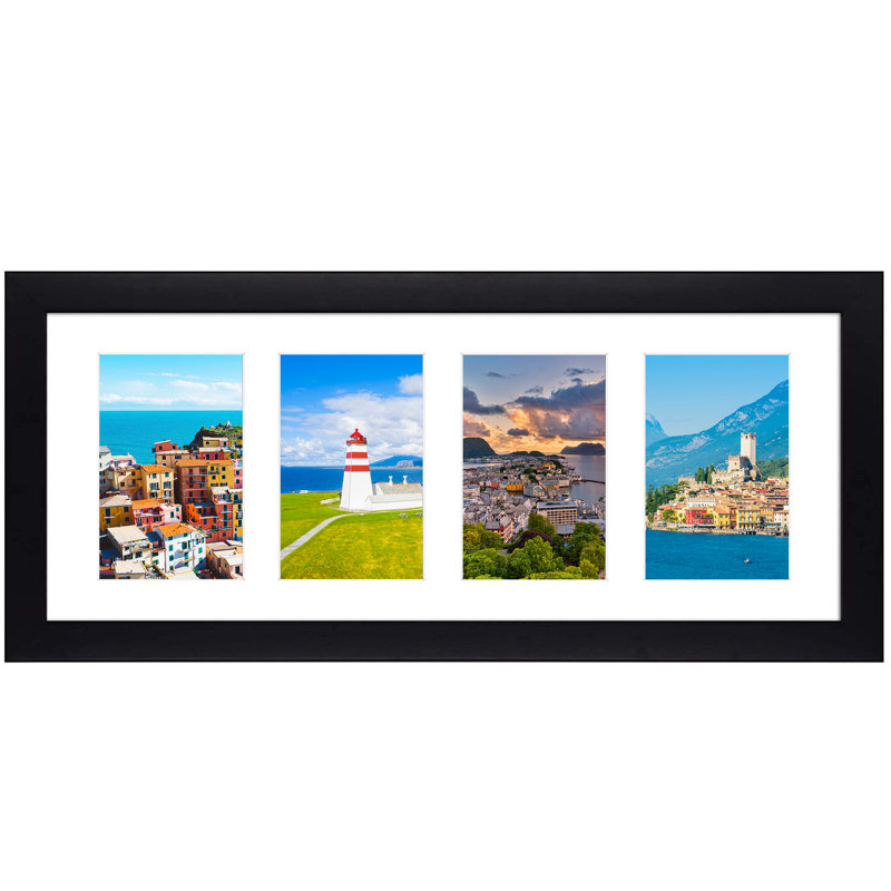 Arguster 8x20 Wood Collage Picture Frame with 4 Opening 4x6 Photos
