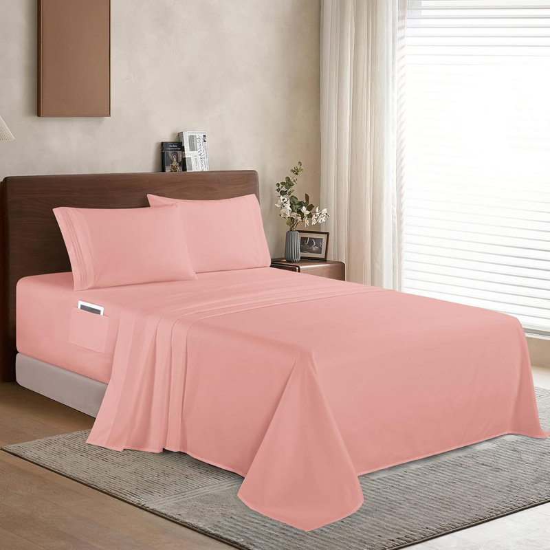 Elegant Comfort Luxury 1500 Premium Hotel Quality Microfiber 4-Piece Sheet Set - Soft, All Around Elastic 18-24 Inches Deep Fitted Sheet - Extra Deep Pocket Sheets