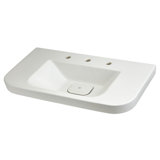 Equility White Fireclay U-Shaped Wall Mount Bathroom Sink with Overflow