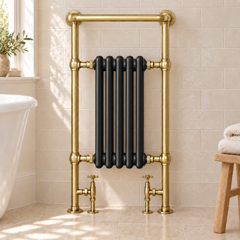 Traditional Towel Rail Heated Towel Rails, Black/Gold