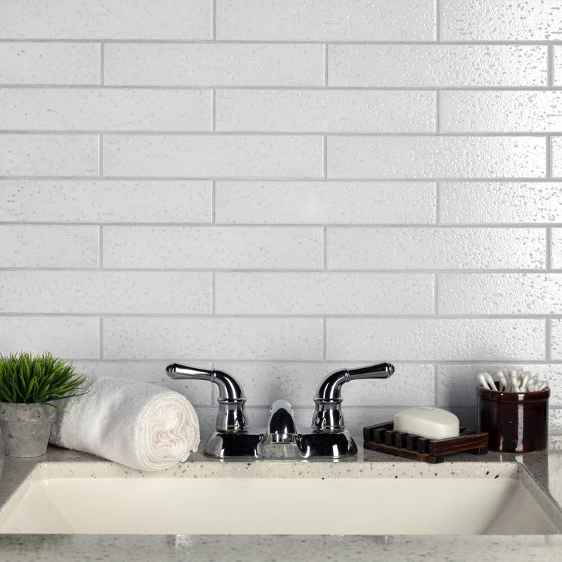 Muretto 2" x 10" Porcelain Stone Look Subway Wall & Floor Tile, Bianco