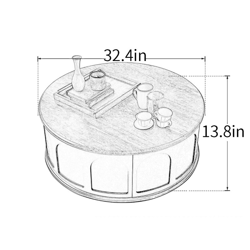 Table basse vintage rétro, Ivoire blanc, Ivoire blanc