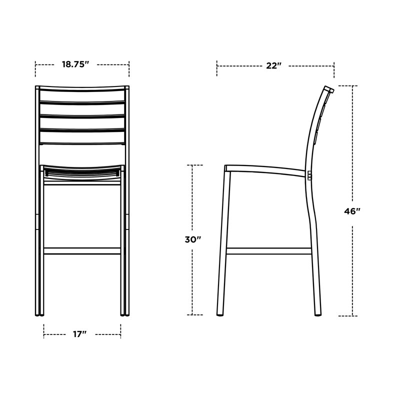 Chaise d'appoint de bar POLYWOOD Euro, Bronze texturé, Aruba