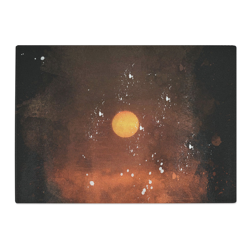 Tempered Glass Sunset on Fire Chopping Board, 28.5 cm x 39 cm