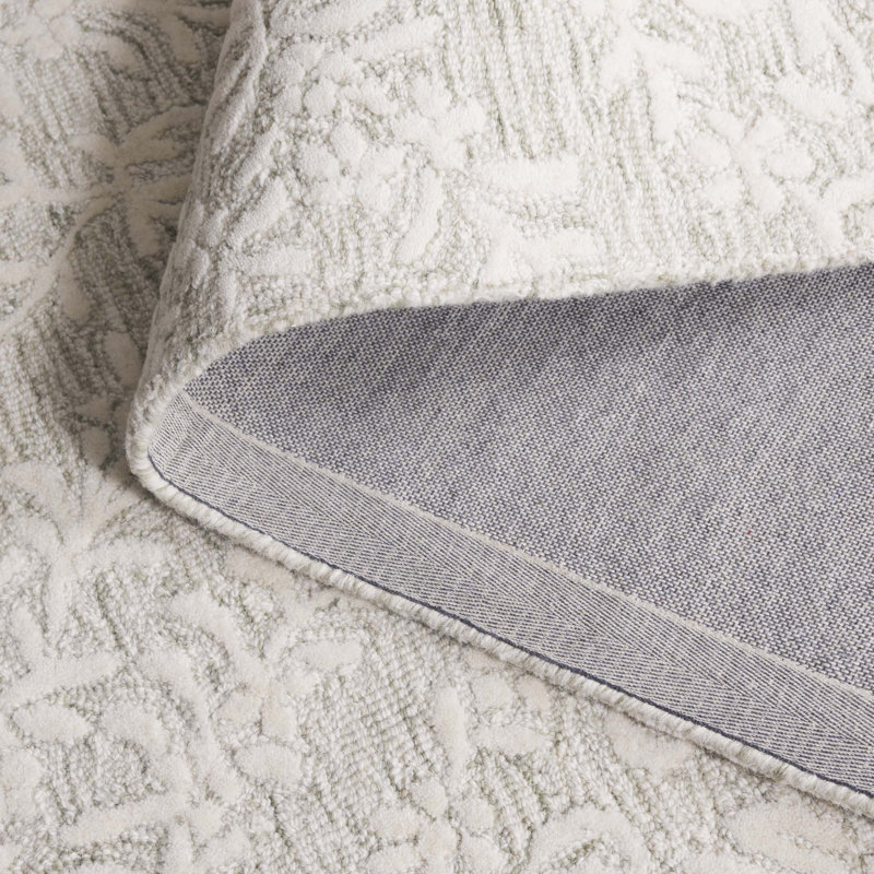 Quaniece 401 Hand Tufted Wool Pile Floral Rug, Rectangle 5' x 8'