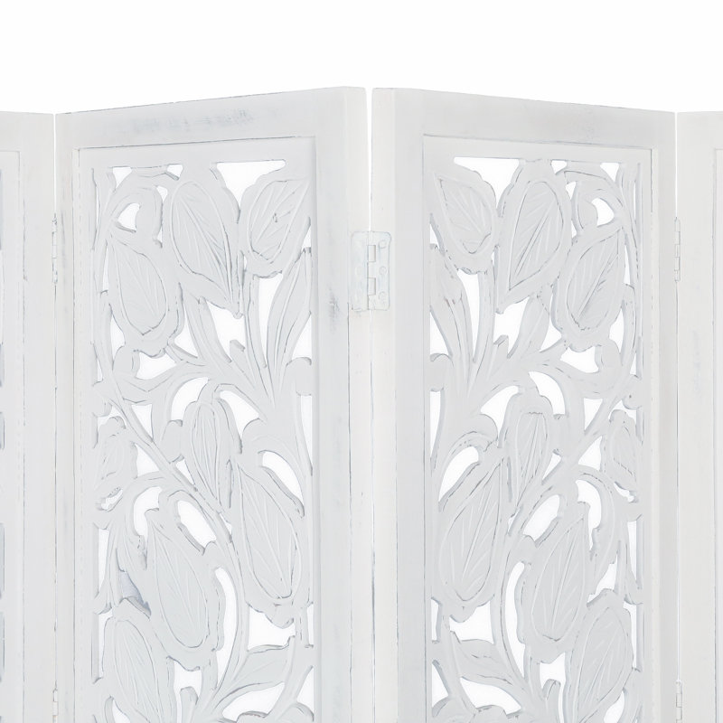 Hellman 175cm W x 180cm H 4 - Panel Folding Room Divider, White