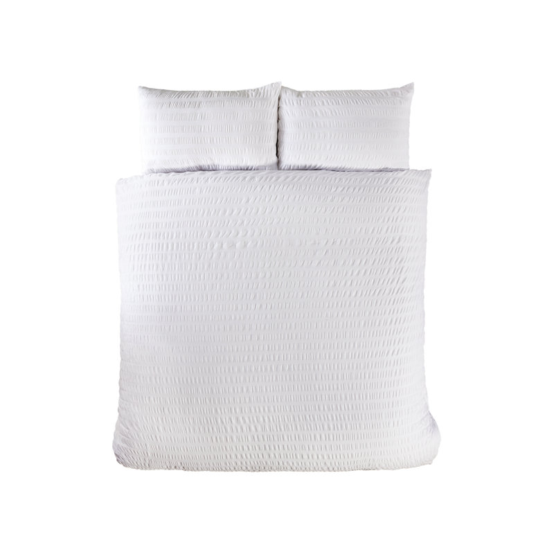 Rapport Home SEERSUCKER Cotton Blend Duvet Cover Set with Pillowcases, Single Duvet Cover Set + 1 Standard Pillowcase, White