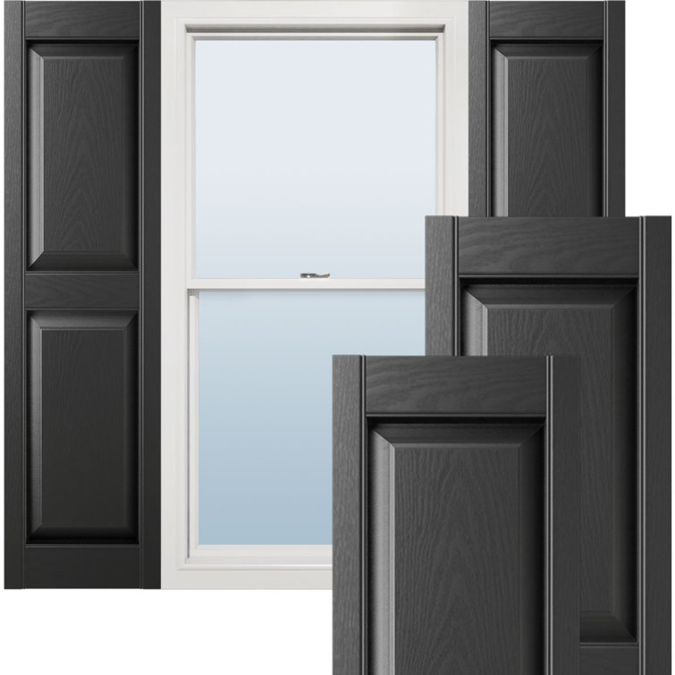 Lifetime Vinyl Standard Two Equal Raised Panel Shutters with Shutter-Locks & Matching Screws