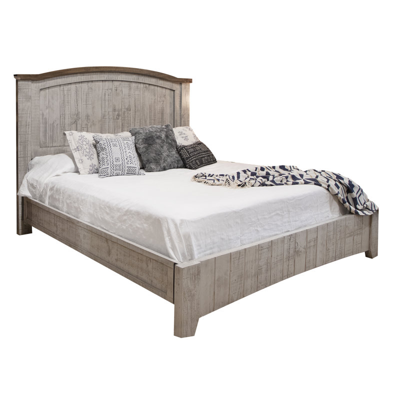 Lit standard en bois massif gris Pueblo, Gris