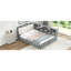 Lit plateforme double en bois gris avec tête de lit, tablettes, 2 tiroirs et fonction rotative de haute qualité pour utilisation multimédia-1660379999