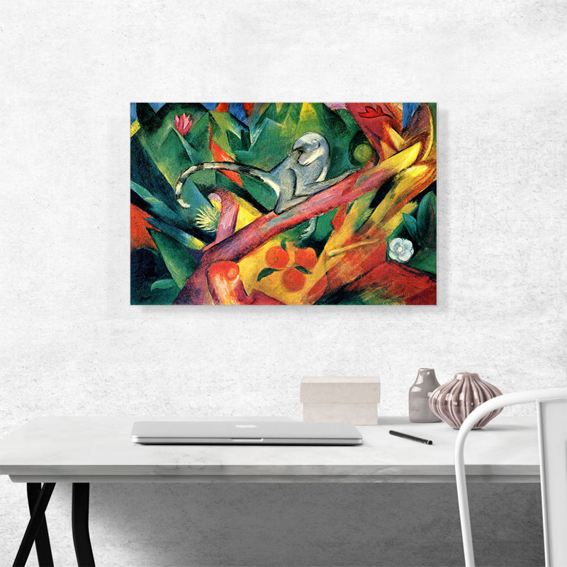«The Monkey 1912» par Franz Marc, reproduction d'art sur toile tendue, H 18 po x l 26 po x P 0,75 po