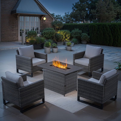 Kreda 4 - Person Outdoor Seating Group With 41" Fire Pit And Cushions