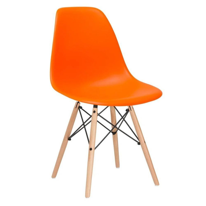 Paris Colored Dining Chair With Natural Wood Legs, Orange