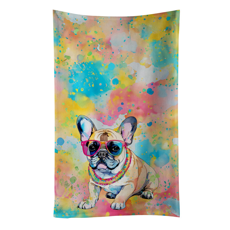 French Bulldog Hippie Dawg Kitchen Towel