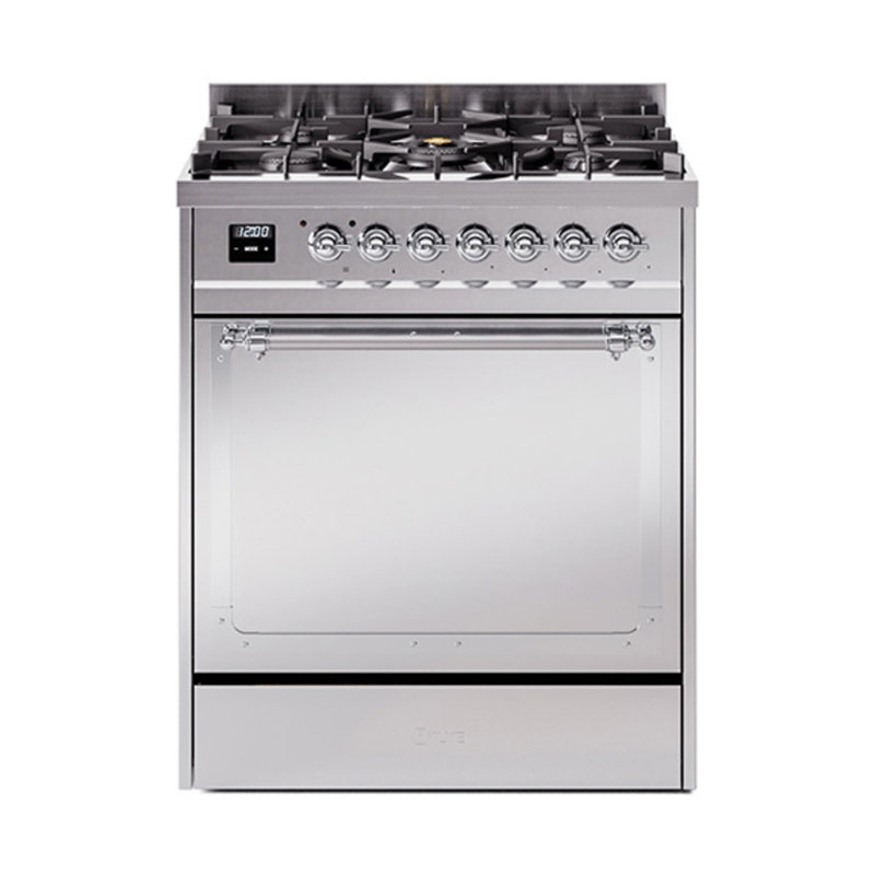 ILVE Nostalgie II Noblesse 30 in Dual Fuel Range, Stainless Steel/Chrome, Natural Gas