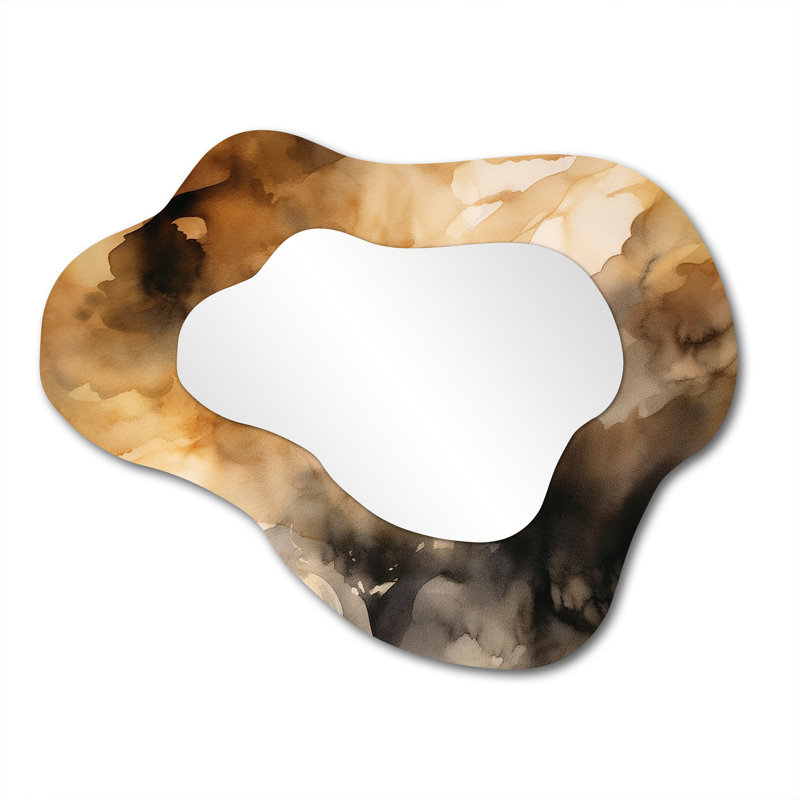 Brown And Cream Abstract Fluidity - Abstract Asymmetrical Shapes - Modern Large Wall Mirror, 27" x 35"