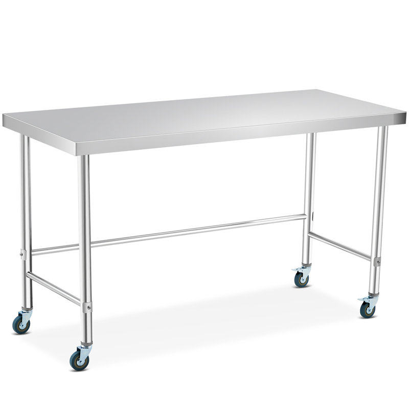 Table de travail 60 x 24 pouces en acier inoxydable avec 4 roues Table de préparation commerciale robuste en métal de qualité alimentaire pour restaurant Home Hotel