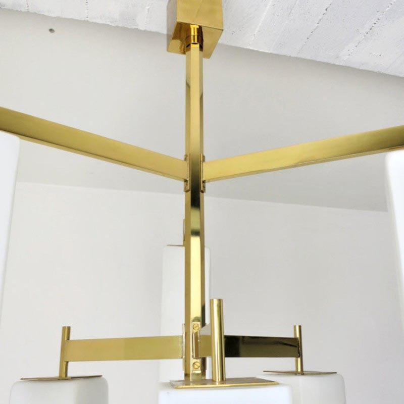 Light Brass Dimmable Murano Frosted Pendant Chandelier, Bronze, 60" H x 40" W x 40" D, White and Black