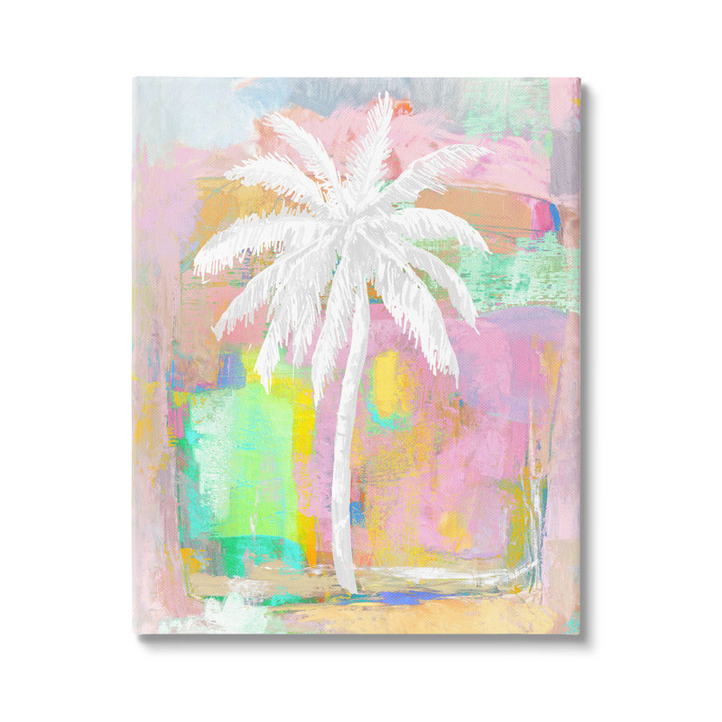 «Pastel Palm Tree», Toile tendue, H 20 po x l 16 po x P 1,5 po