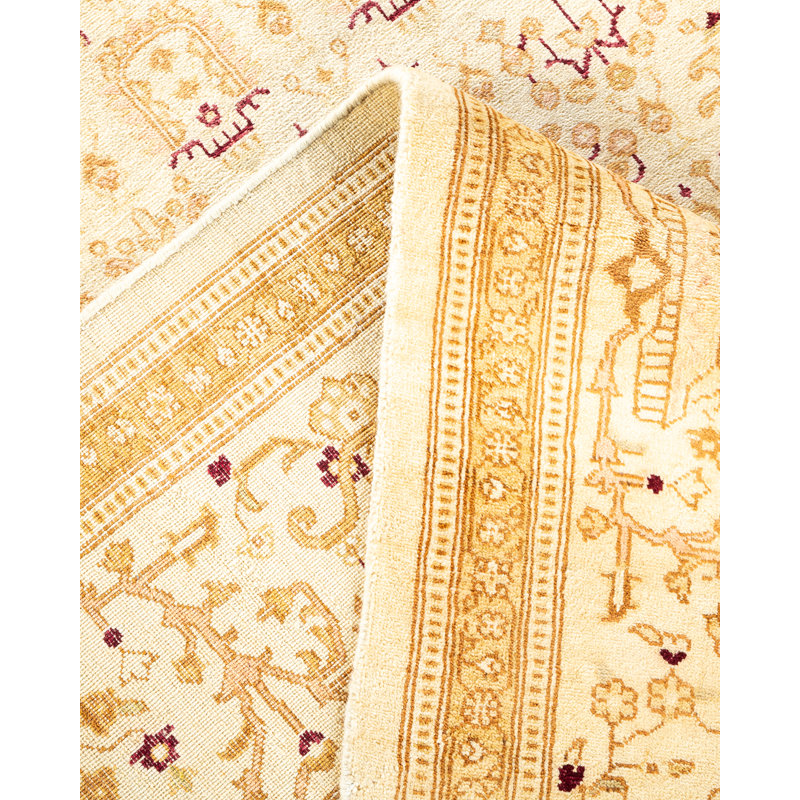 Tapis ivoire noué à la main de conception unique 8 pi 2 po x 10 pi 2 po Keenan