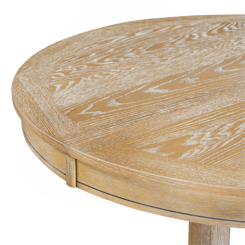 Farmhouse Dining Table Extendable Round Table For Kitchen, Dining Room, Natural Wood Wash
