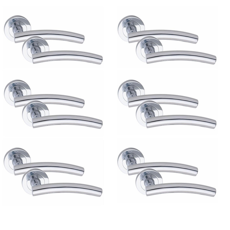 Golden Grace 6 Pairs Arched T-Bar Classic Door Handle