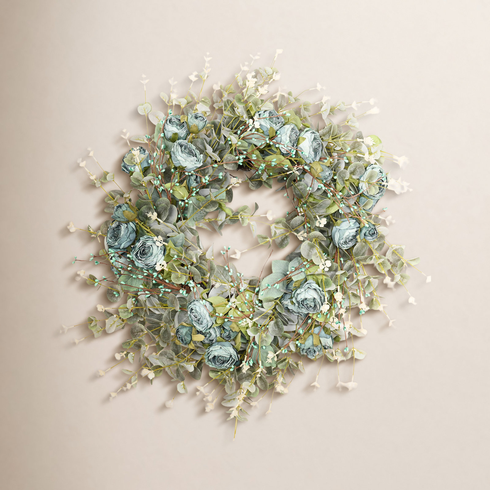 26'' W Artificial Wreath, Blue