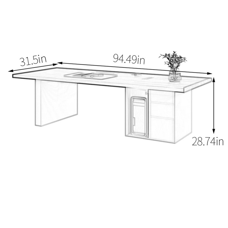 Bureau de qualité supérieure en noyer, H 28,74 po x l 94,49 po x P 31,5 po