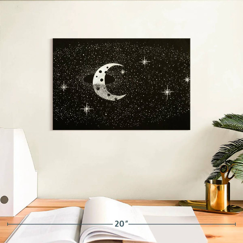 Oberle Starry Crescent Moon, 8" H x 12" W