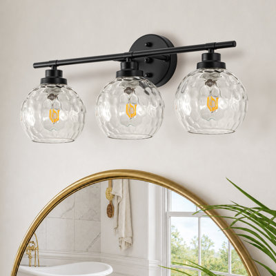 3 lumières 21 po Éclairage pour meuble-lavabo avec abat-jour en verre martelé