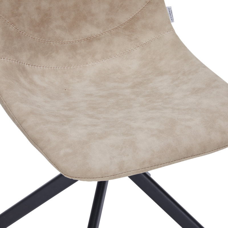 Matthew Leather Dining Side Chair With 360-Degree Swivel And Powder-Coated Iron Legs Matthew Collection, Taupe, 1
