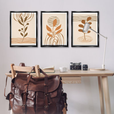 Boho, brins et motifs de lignes, ensemble de 3 toiles flottantes encadrées par Martina Pavlova