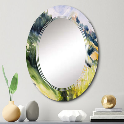 Cottage Cottage sur une colline - Miroir mural ovale