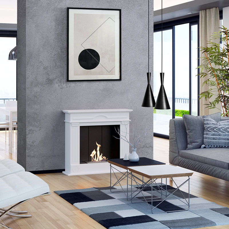 37.8'' W Bio-Ethanol Fireplace, White