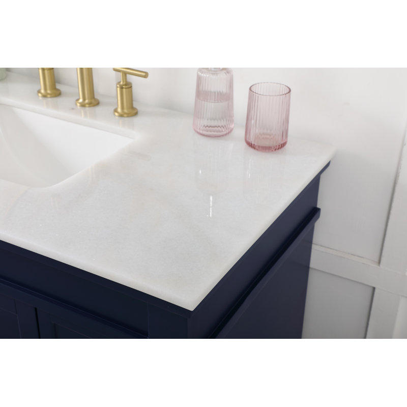 Ensemble de meuble-lavabo simple 42 po Lexington, Bleu, Veines blanches / brunes