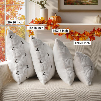Housses de coussin automnales 40x40 cm, ensemble de 2, motif citrouille blanche, douces et moelleuses, en fausse fourrure, idéales pour la décoration de l'Action de grâce, les coussins d'appoint d'automne, pour véranda, canapé, lit ou salon.
