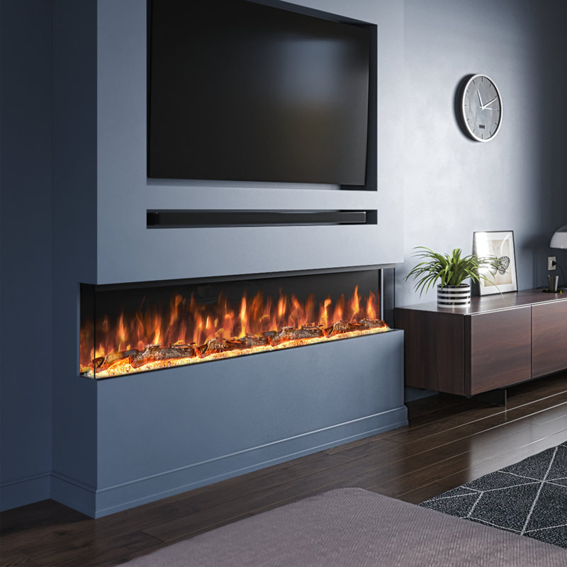 Spectrum Series 3-Sided Panoramic Electric Fireplace | TV Media Wall Compatible | Multiple Sizes Available