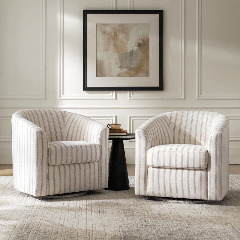 Fauteuil d'appoint pivotant rembourré Amiir, Rayure