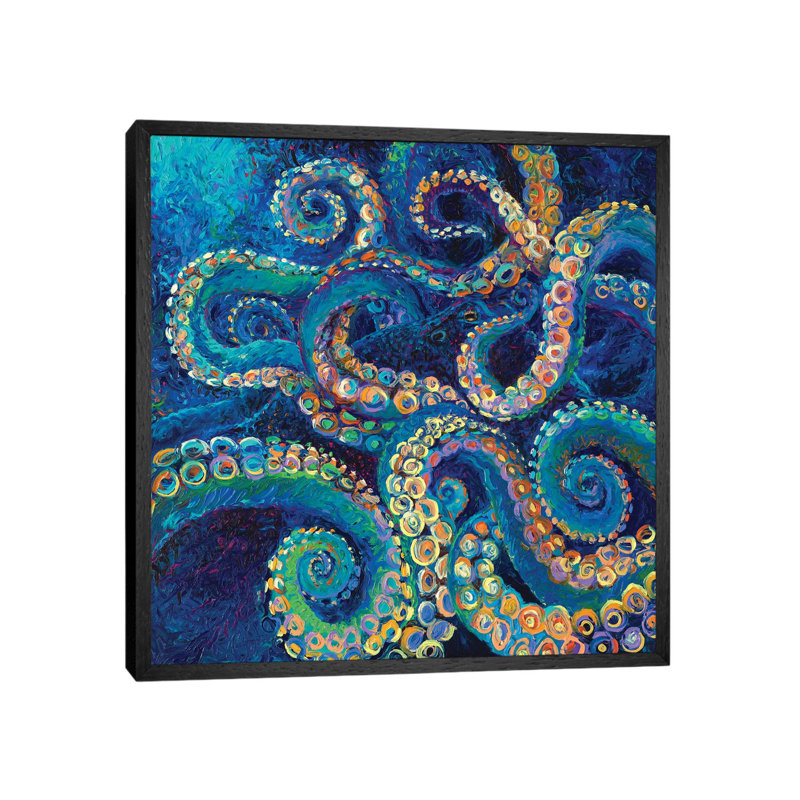 Tentacollage II by Iris Scott - Floater Frame Square Print on Canvas, 45.72 cm H x 45.72 cm W, Black Framed