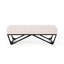 Élégant banc avec structure en tissu et pieds gracieux avec pieds capitonnés en faux bois