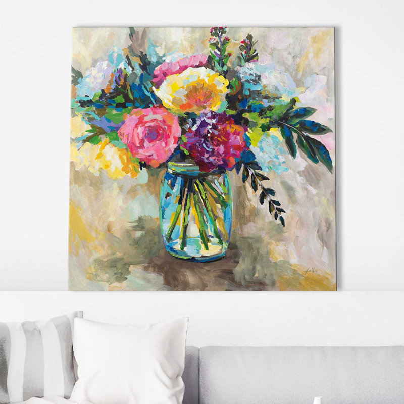 " Masons Bouquet ", 28" H x 28" W x 1.5" D, Wrapped Canvas
