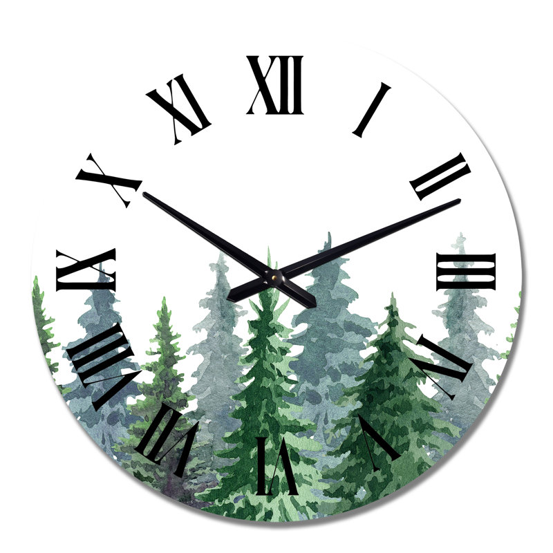 Mountain Landscape with Fir Trees II - Country Wall Clock, Large