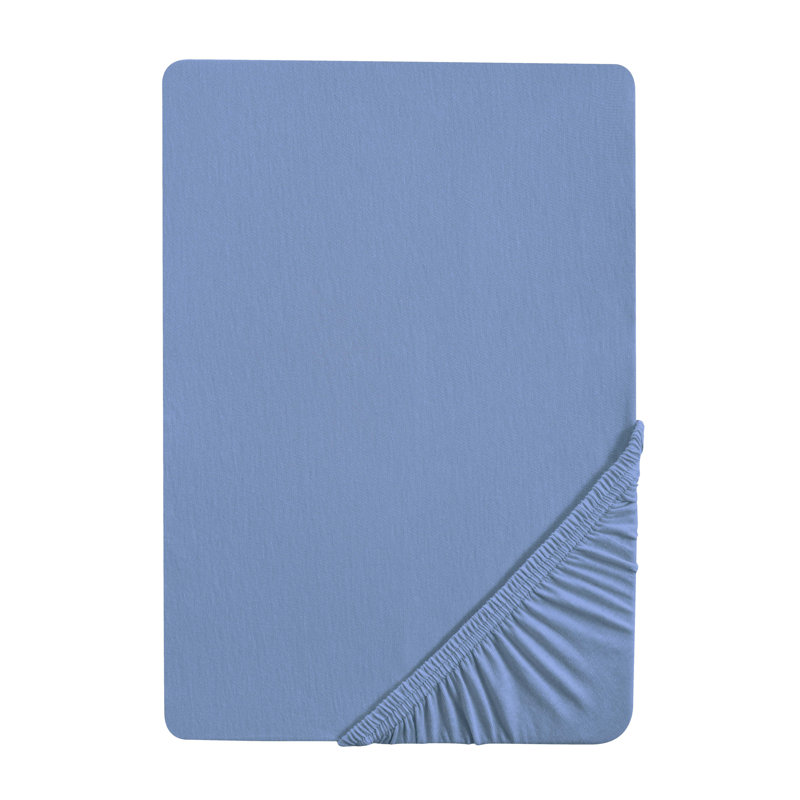 Cotton Blend Jersey Knit Fitted Sheet, 140-160 x 200-220 cm, Ocean blue