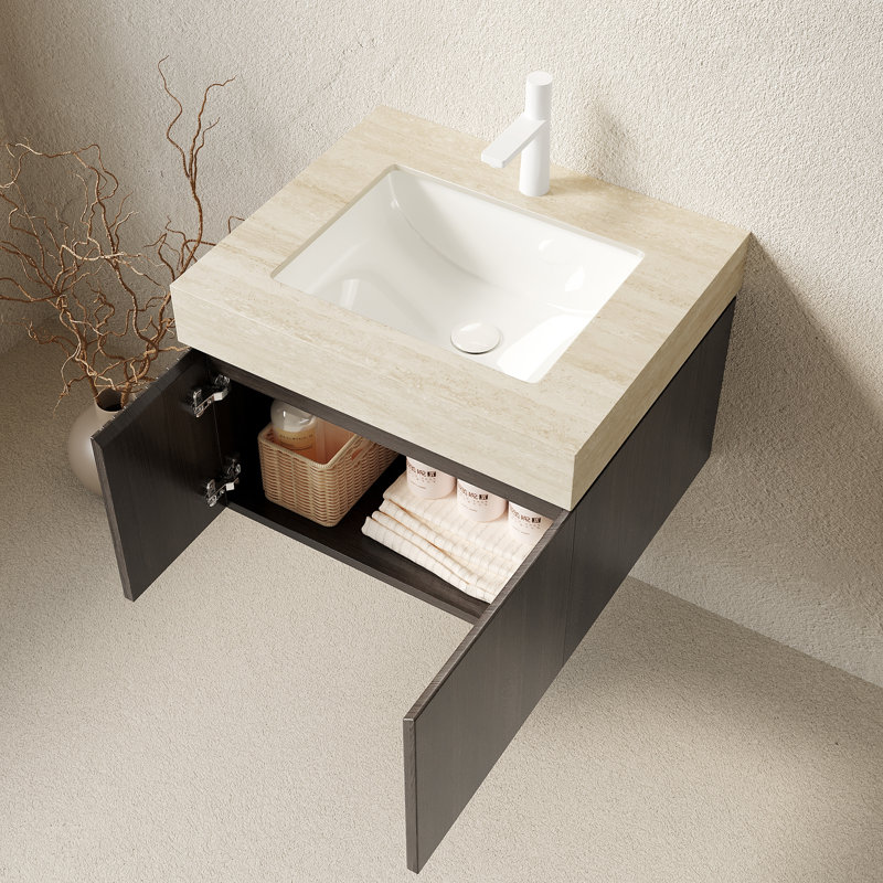 Meuble-lavabo de salle de bain de style contemporain, Espresso