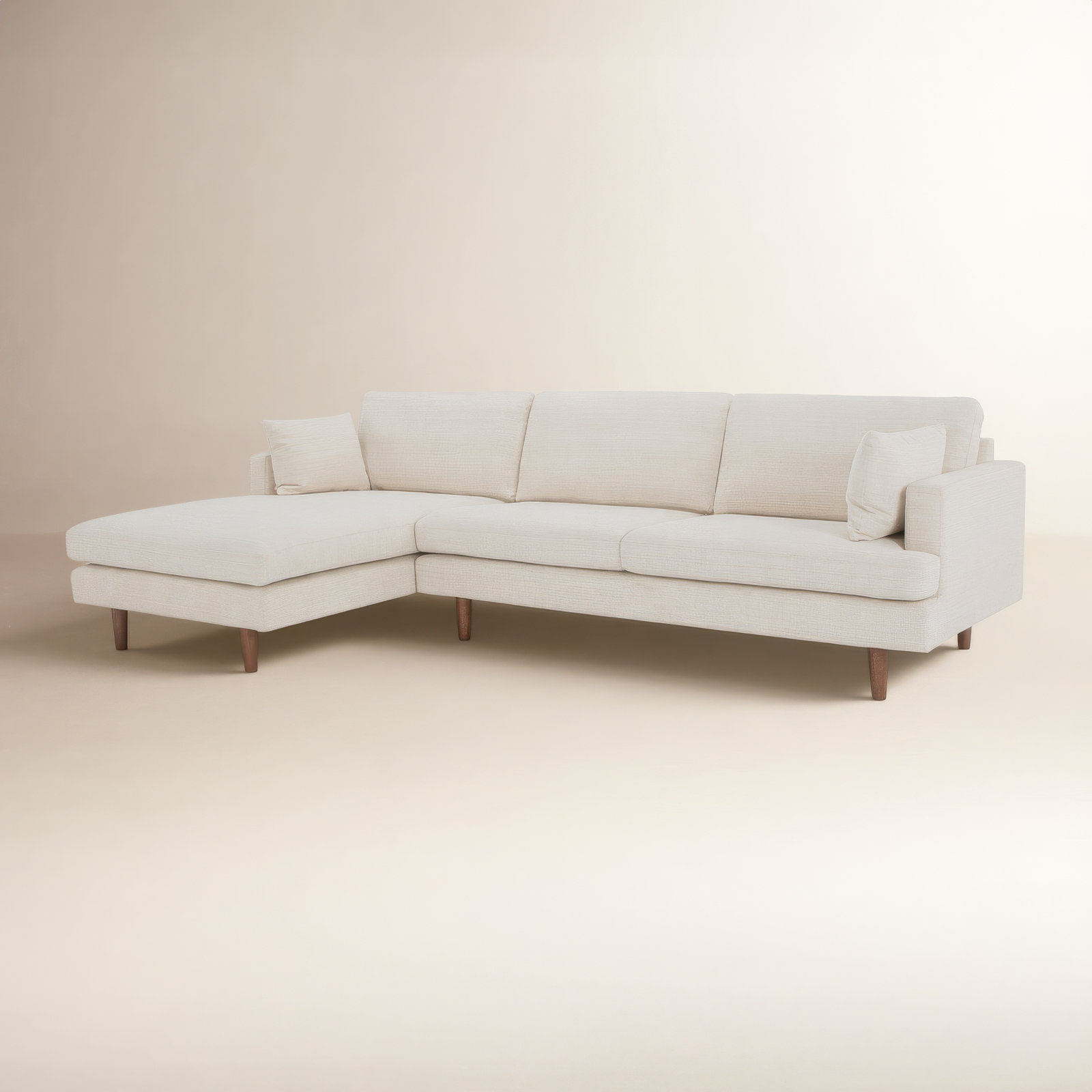 Laguna Upholstered Chaise L-Sectional, Left Hand Facing, Cream Performance Basketweave