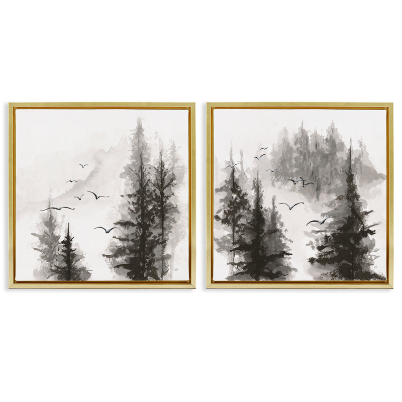 Ensemble de 2 cadres flottants Free Flight Forest, design par Chris Paschke, H 18 po x l 18 po